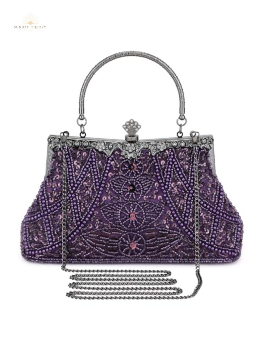 Beaded Sequin Rhinestone Satin Clutch Evening Bag Wristlet Crossbody Purse